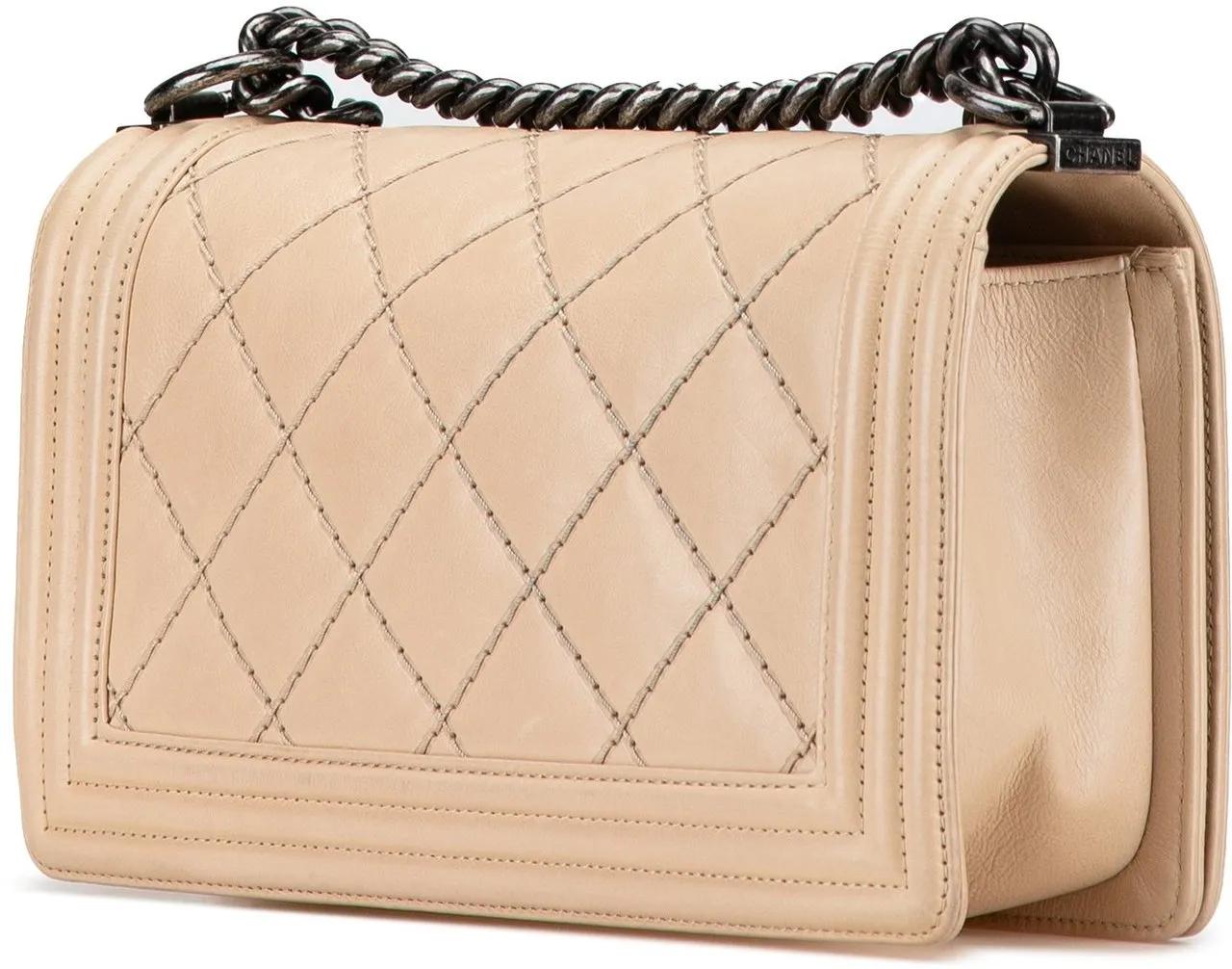 Chanel Hobo bags 2013-2014 Old Medium Aged Calfskin Double Stitch B in bruin