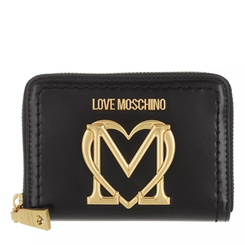 Love Moschino Portafogli Pu   Nero Portemonnaie mit Zip-Around-Reißverschluss