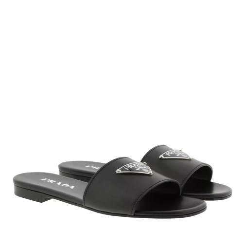 Prada Flat Sandals Black Slip-in skor