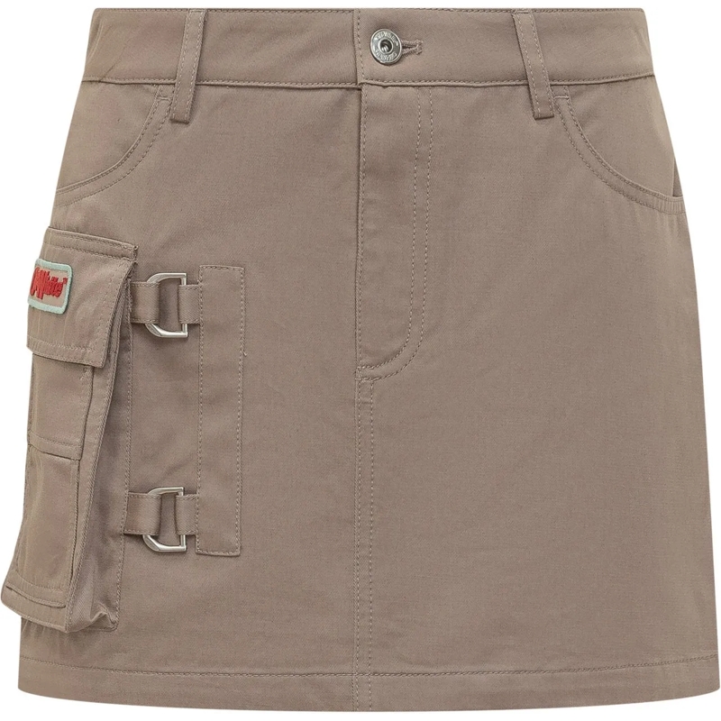 Off-White Minirock Mini Skirt con Tasche e Fibbie taupe