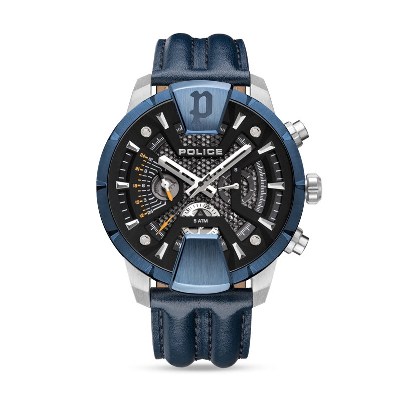 Police Automatikuhr Quarzuhr Huntley blau