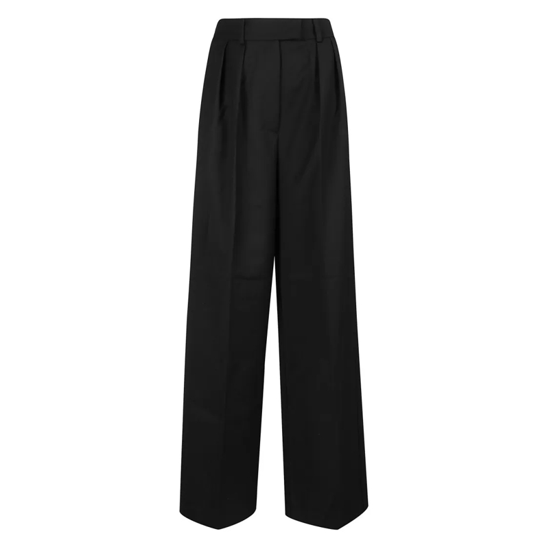 Anine Bing  High-Waisted Wide-Leg Trousers With Clean Finishes Black