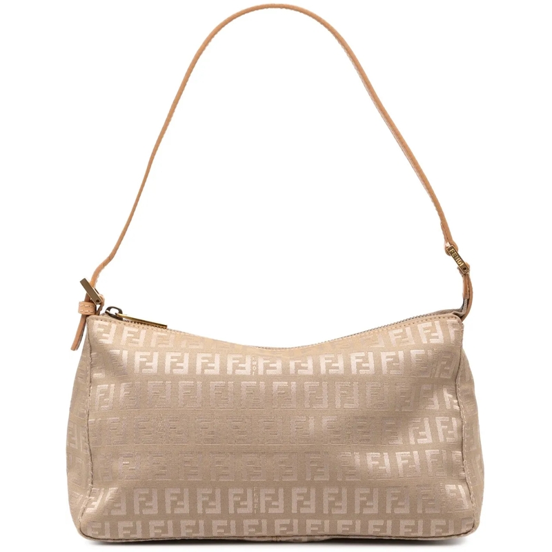 Fendi Schultertasche Zucchino Canvas Pochette braun