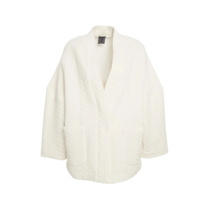 Oblo Unique Strickjacke Relaxed Fit Oversized Cardigan With V-Neck And Str White