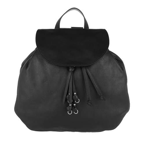 Abro Lotus Leather Backpack Black/Nickel Rugzak