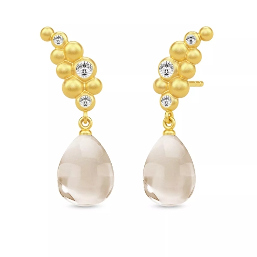 Julie Sandlau Bloom Droplet Earrings Gold/Nude Crystal Oorhanger