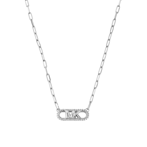 Michael Kors Sterling Silver Pavé Empire Link Pendant Necklace Silver Collana media