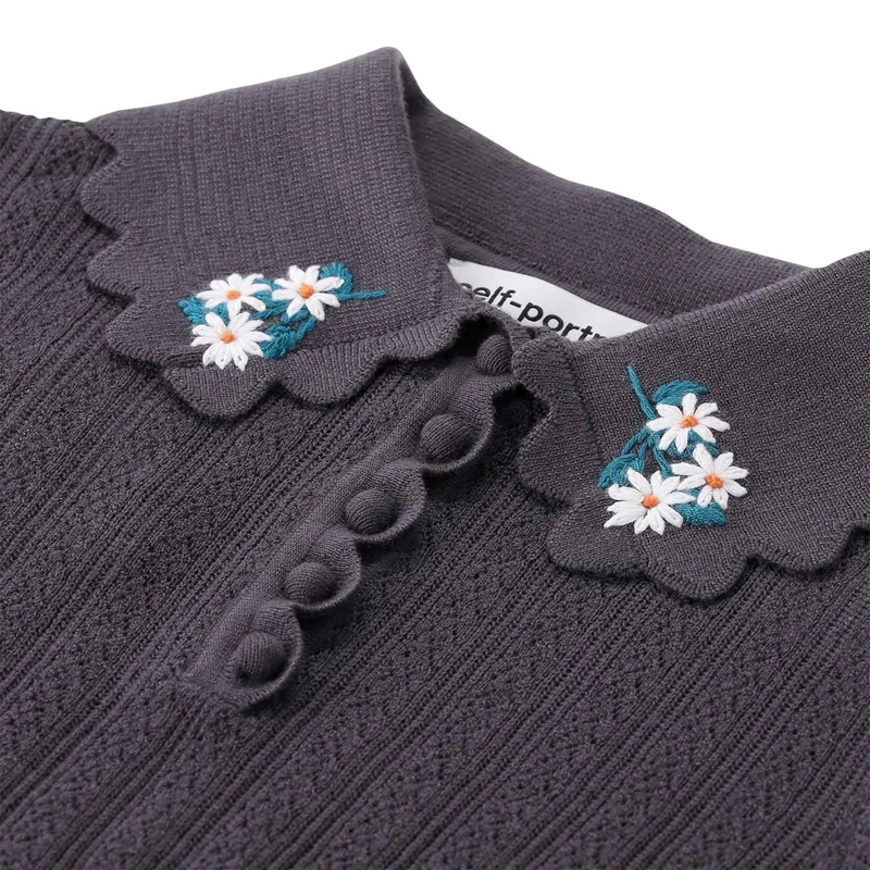 Self Portrait T-Shirt Shirt aus Strick grau(Image 3)