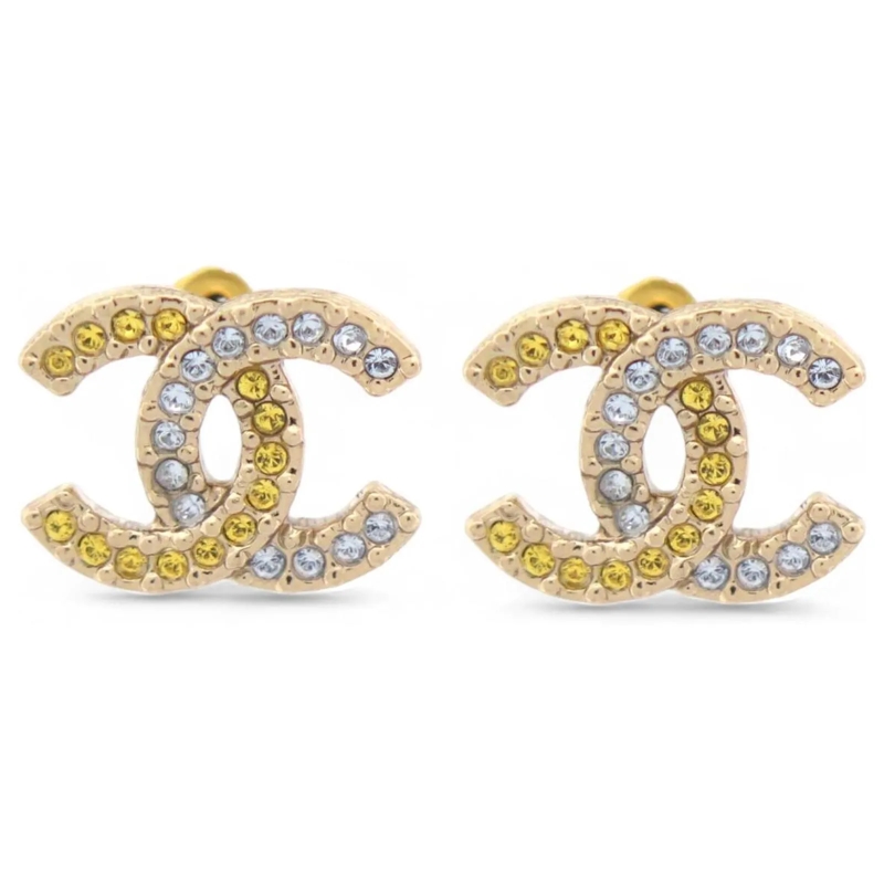 Chanel Ohrstecker NEUE CHANEL CC LOGO UND STRASS STECKER OHRRINGE AU gold