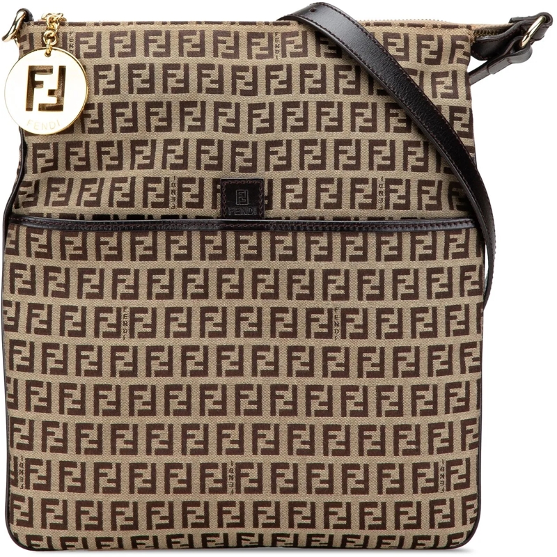 Fendi Schultertasche Zucchino Canvas Crossbody braun