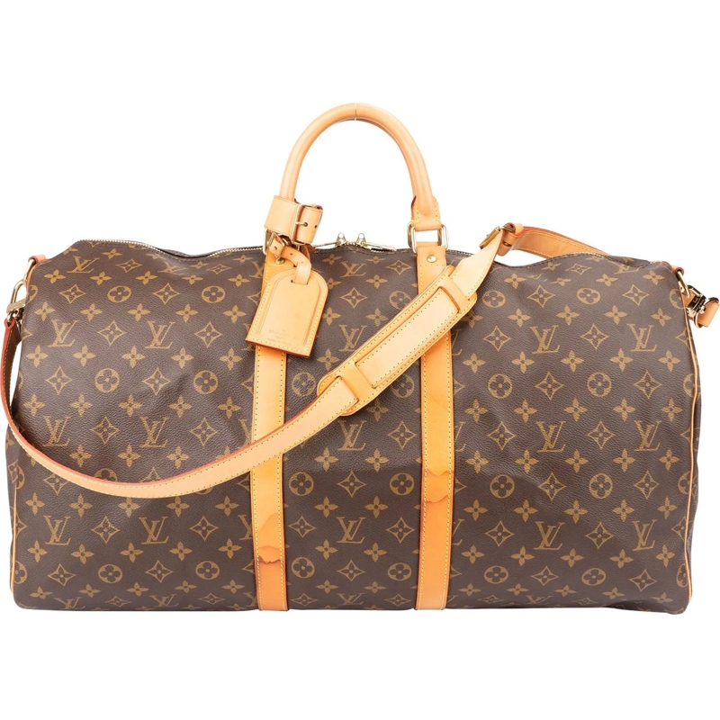 Louis Vuitton Fourre-tout Louis Vuitton Canvas Monogram Keepall 55 Bandoulie braun