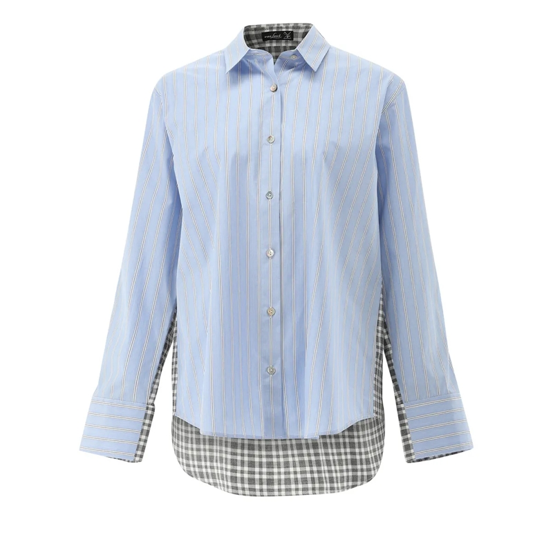 VAN LAACK Bluse Bluse Modern Fit Streifen blau