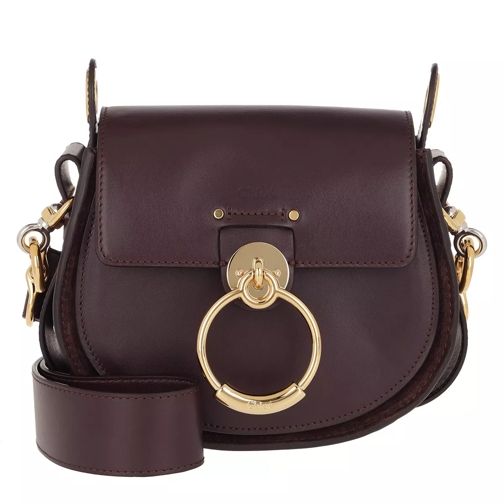 Chloé Tess Shoulder Bag Small Leather Black Raisin Saddle Bag