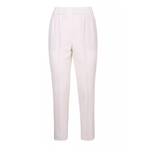 Brunello Cucinelli Slim-Fit Pants And Crop Design In Silk Blend White Hosen