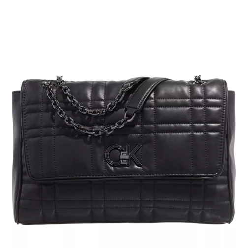 Calvin Klein Re-Lock Quilt Shoulder Bag Large Ck Black Satchel
