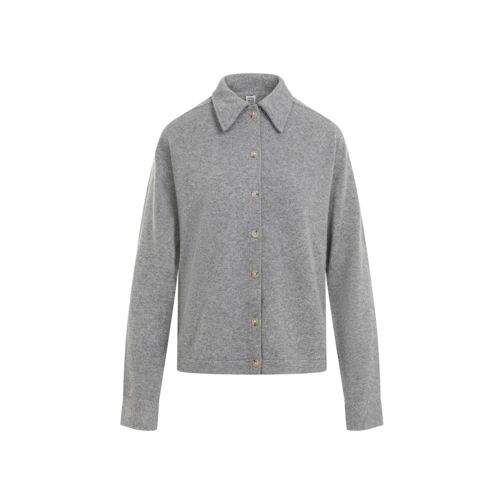 TOTEME Raglan Sleeve Grey Mélange Cashmere Shirt Grey Shirts