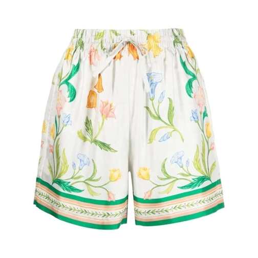 Casablanca Casual Shorts Floral-Print Silk Shorts White