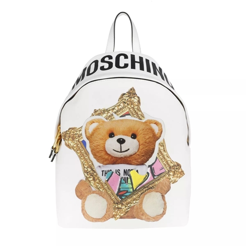 Moschino Bear Backpack Fantasy Print White Zaino