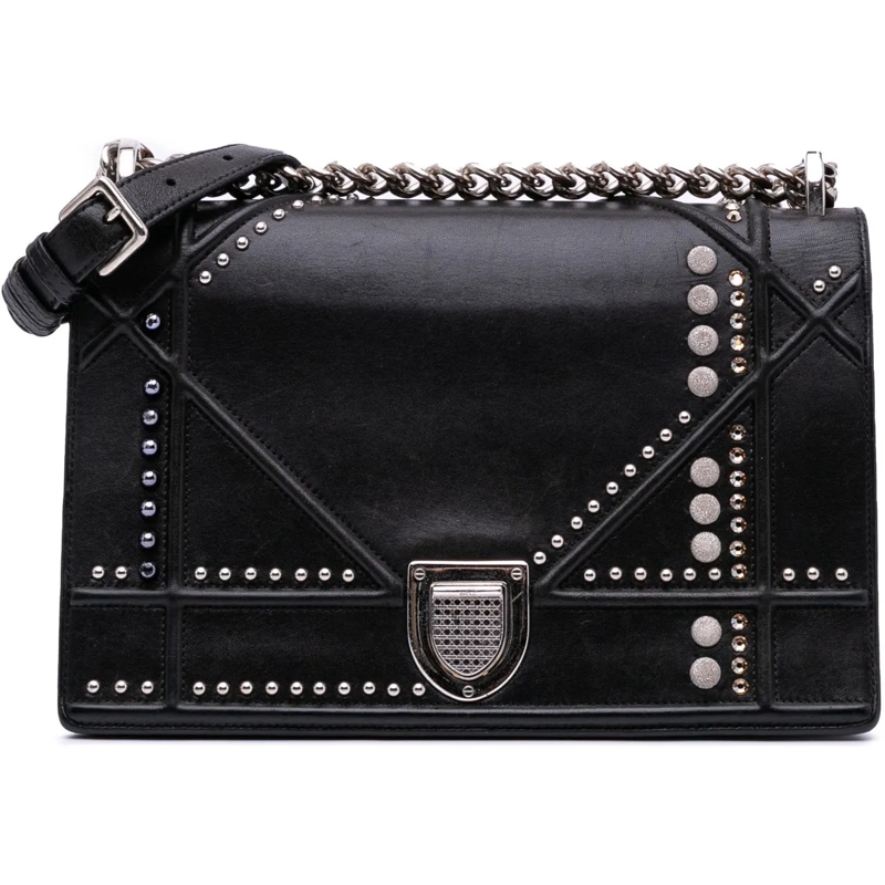 Christian Dior Schultertasche Medium Studded Lambskin Diorama Flap schwarz
