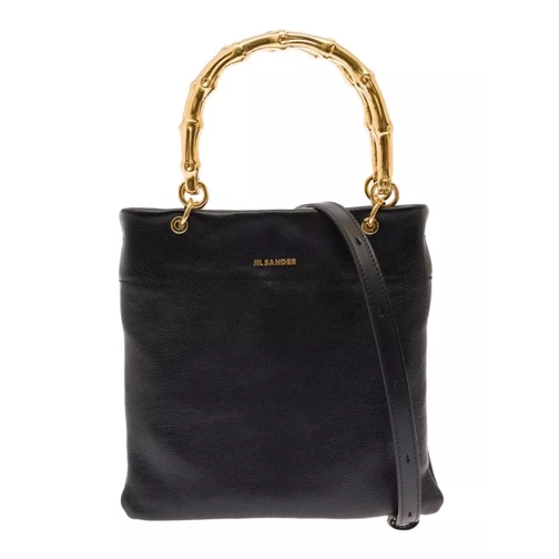 Jil Sander Black Tote Bag With Bamboo Handles In Leather Black Tote