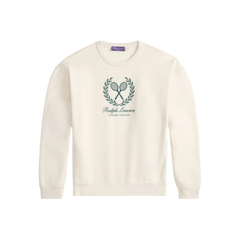 Polo Ralph Lauren  Embroidered Crest Cotton-Cashmere Sweatshirt Neutrals