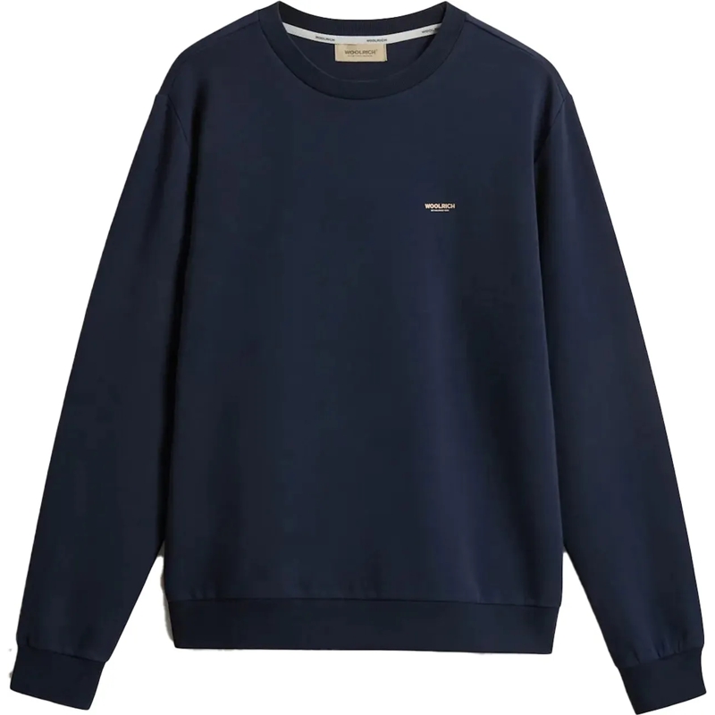 Woolrich  Logo Interlock Crewneck Melton Blue blau