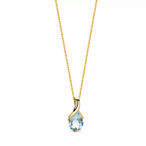BELORO 9KT Sky Blue Topaz 45cm Necklace Yellow Gold Kurze Halskette
