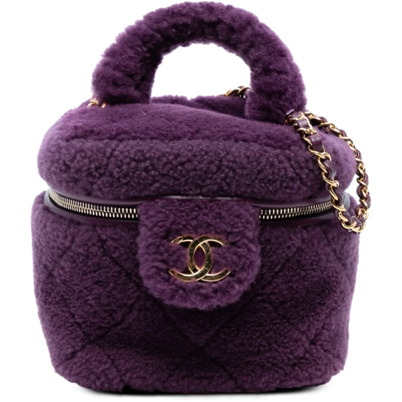 Chanel Schultertasche Small Quilted Shearling Vanity Case lila