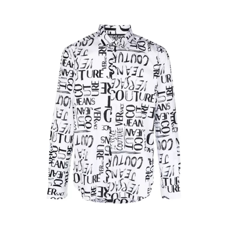 Versace Jeans Couture  Baroque Print White Long-Sleeved Shirts White