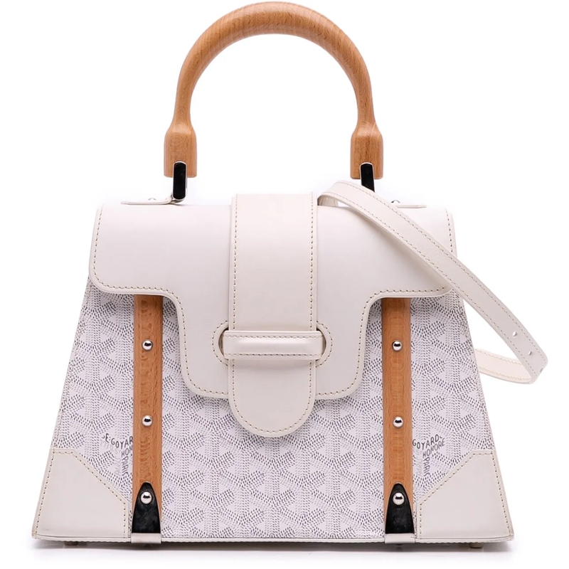 GOYARD Sac à bandoulière Goyardine Saigon Structured PM weiß