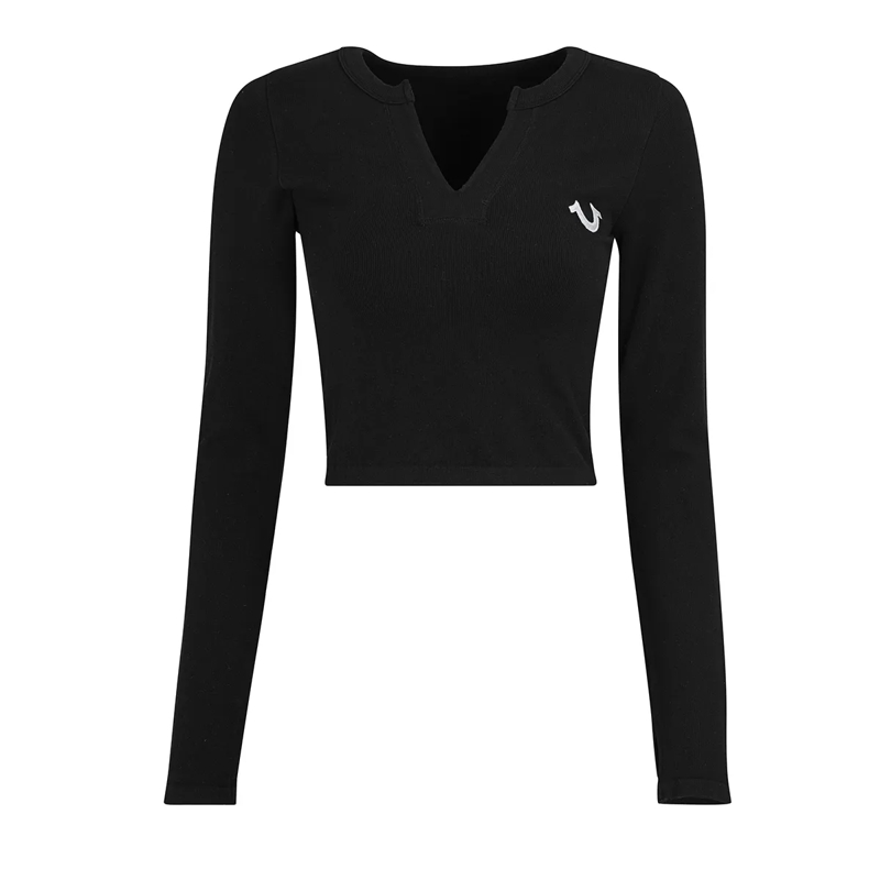 True Religion Bluse Langarmshirt schwarz