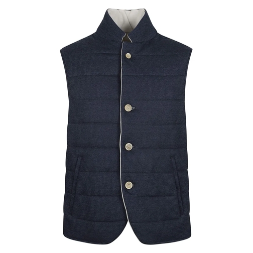 Eleventy Reversible Navy Blue Padded Vest Blue Vestes en duvet