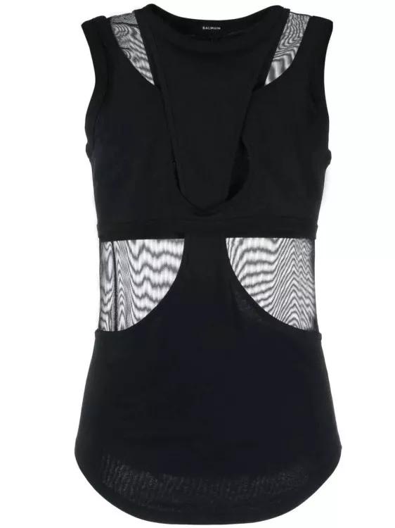 Balmain - Rear Logo-Plaque Tank Top - Größe S - black