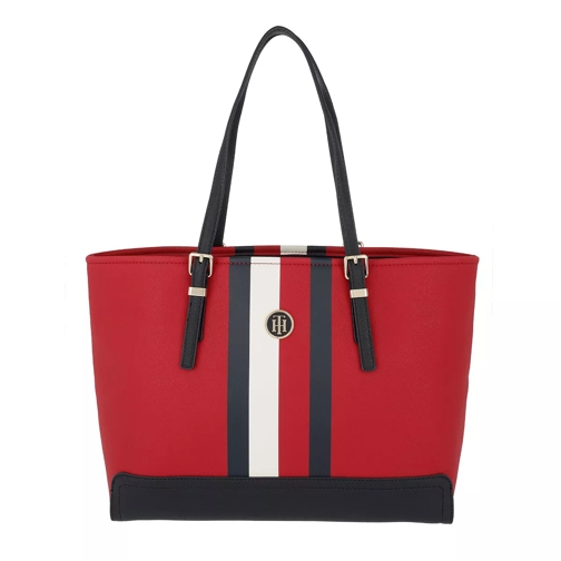 Tommy Hilfiger Honey Medium Tote Print Tommy Red/Corp Stripe Shopping Bag