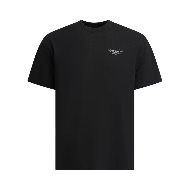 Givenchy T-shirt Cotton T-Shirt With Distressed Logo Black