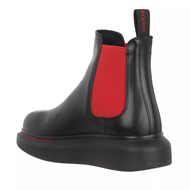 Alexander mcqueen black and red chelsea leather on sale boots