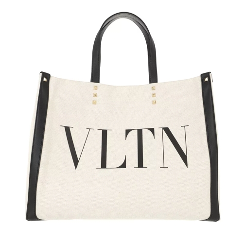 Valentino Garavani Small Logo Shopping Bag Natural/Black/Black Boodschappentas