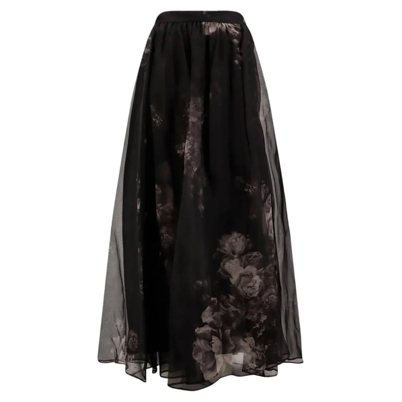 Zimmermann Minirok Silk Maxi Skirt With Layered Design Black