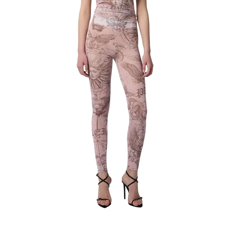Philipp Plein Hose Tulle Leggings Butterfly Tattoo rose(Image 3)