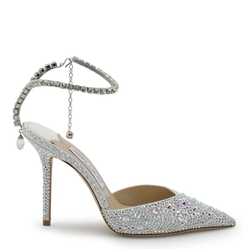 Jimmy Choo Pumps Crystal-Embellished Pointed Toe Pumps With Ankle S Grey