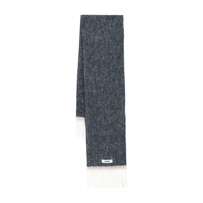 Jacquemus Écharpe légère Fringed Dark Grey Scarf Grey