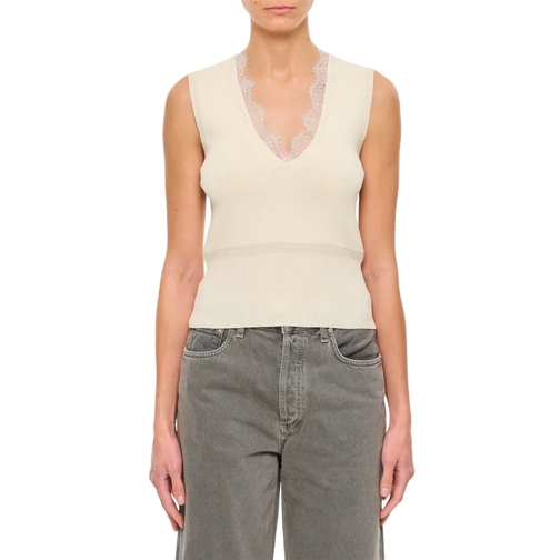 J.W.Anderson Blusen Lace Trim V Neck Vest Neutrals