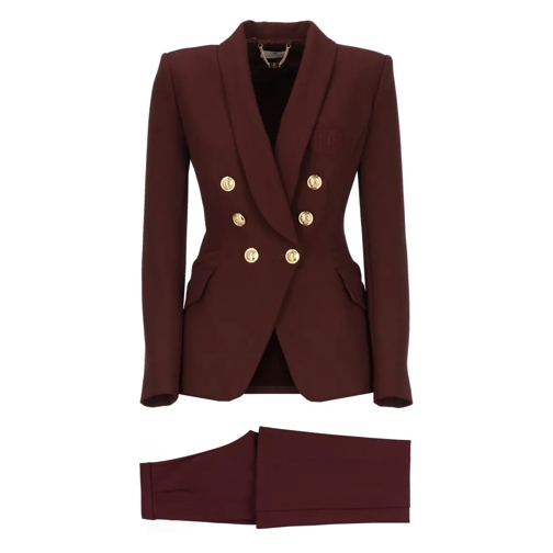 Elisabetta Franchi Crepe Stretch Tailleur Burgundy Combinaisons de combinaisons