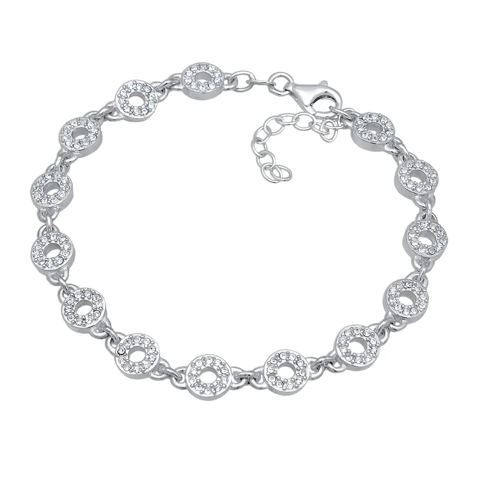 Elli Armbänder - Armband Kreis Rund Elegant Kristalle 925 Silber rh - Gr. 16 CM - in Silber - für Damen