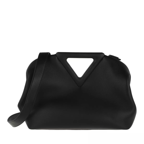 Bottega Veneta Small Triangle Handle Bag Black Silver Pochette