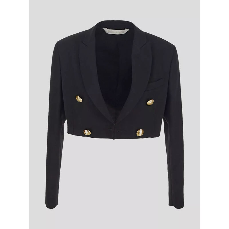 Palm Angels  Double-Breasted Cropped Blazer With Gold Button Ac Black(Image 3)