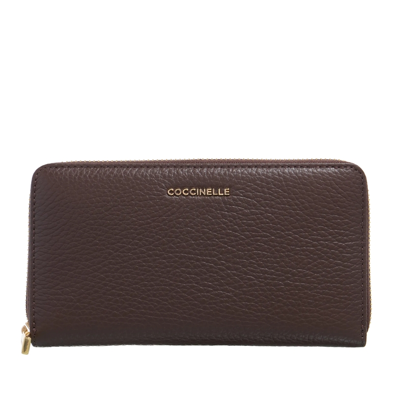 Coccinelle Portemonnaie mit Zip-Around-Reißverschluss Metallic Soft Brunette