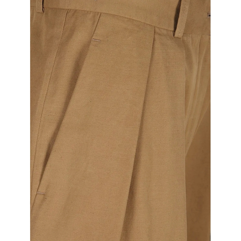 The Row  High-Waisted Brown Pants With Relaxed Fit And Plea Brown