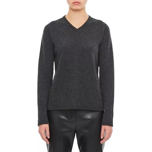Max Mara Quinto Wool V Neck Slim Sweater Grey 