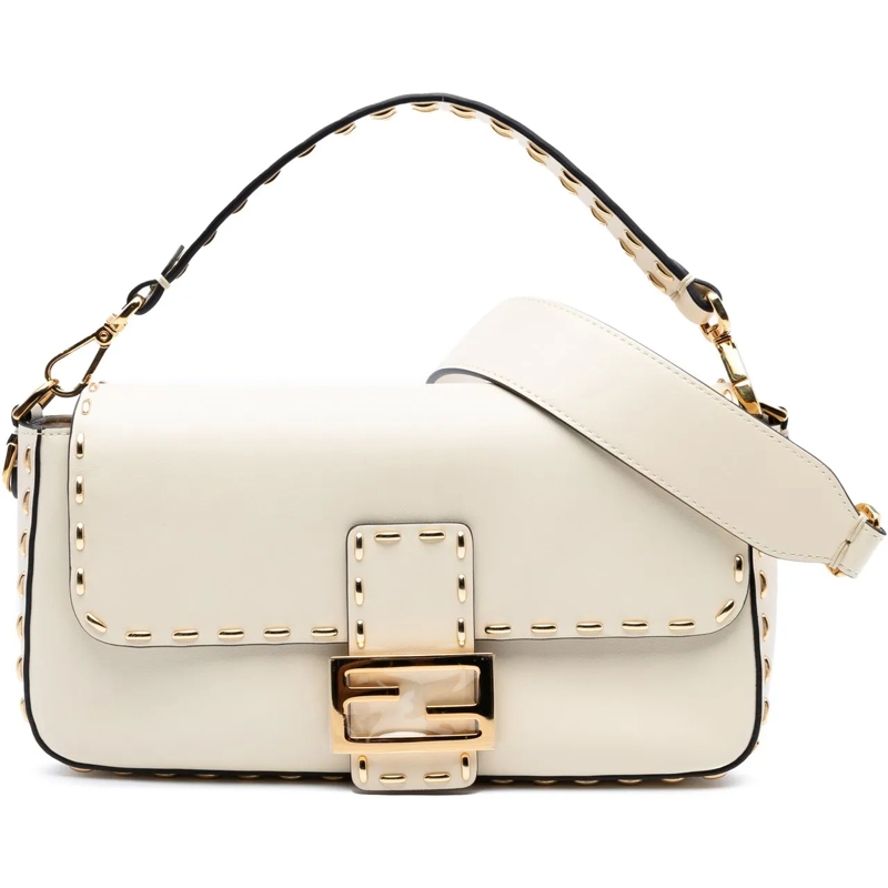 Fendi Sac à bandoulière Leather Metal Stitch Baguette Satchel braun